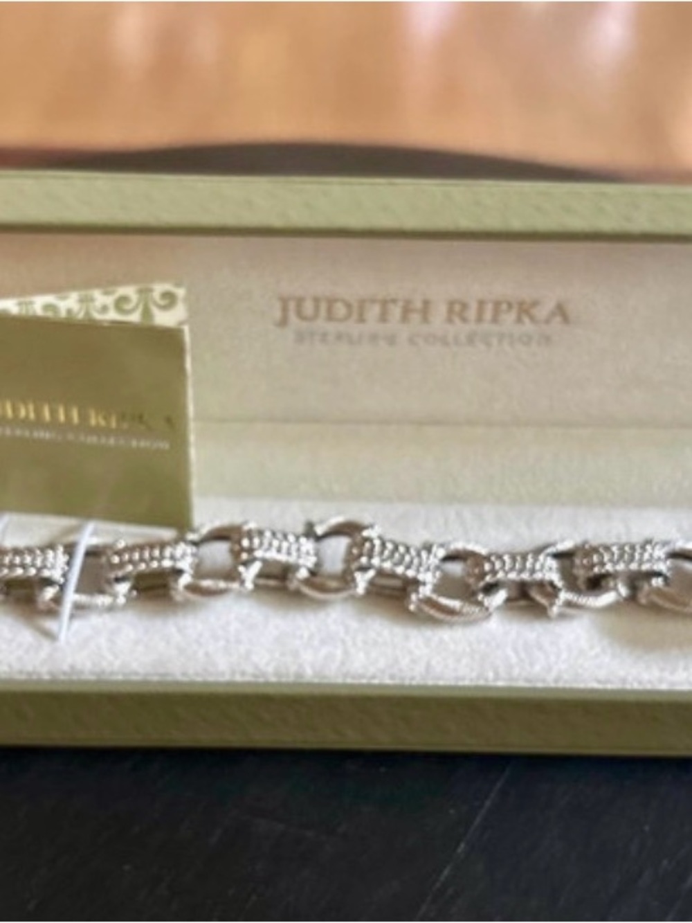 Judith Ripka Textured Silver Link Bracelet